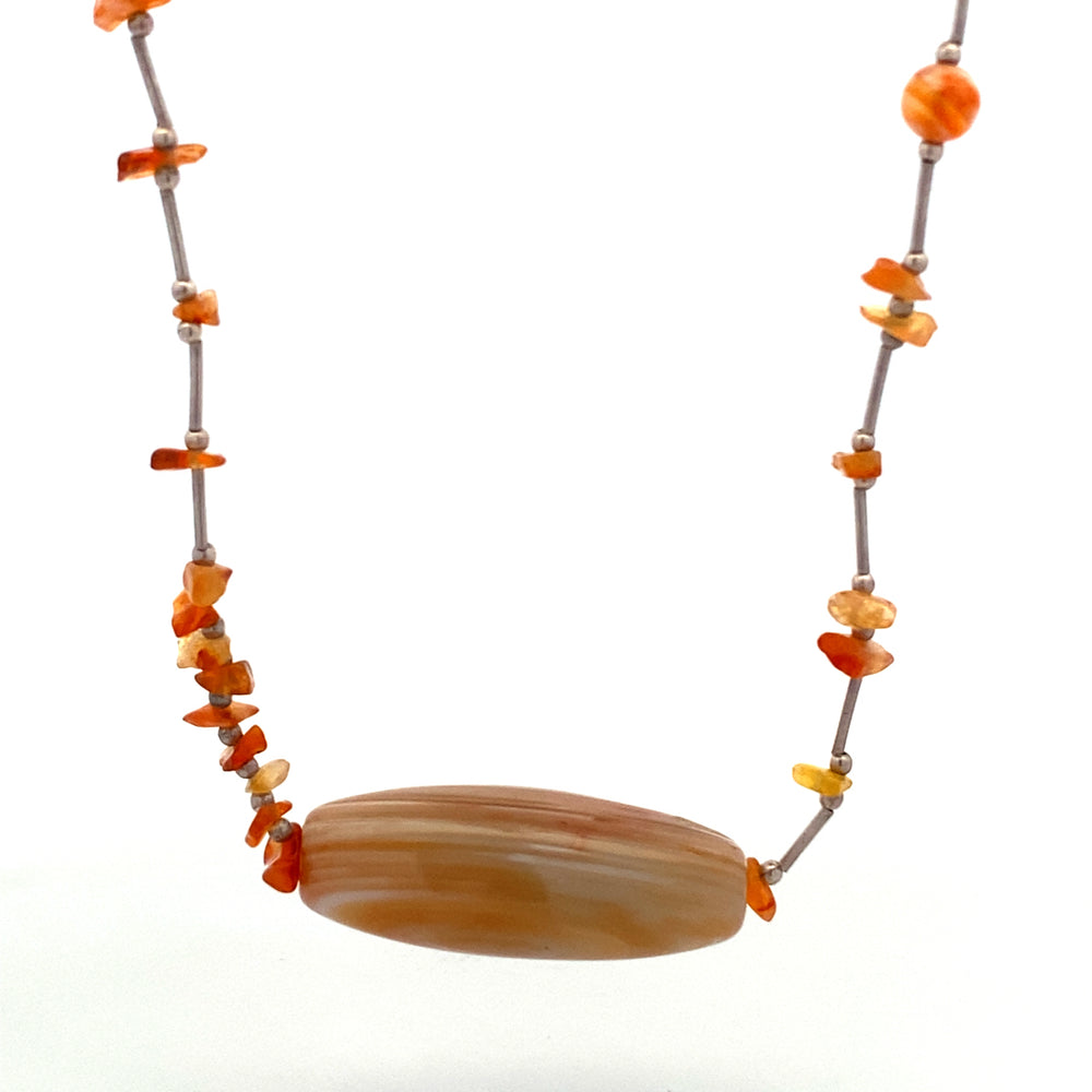 
                      
                        Amber Carnelian 925 Sterling Silver Statement Necklace
                      
                    