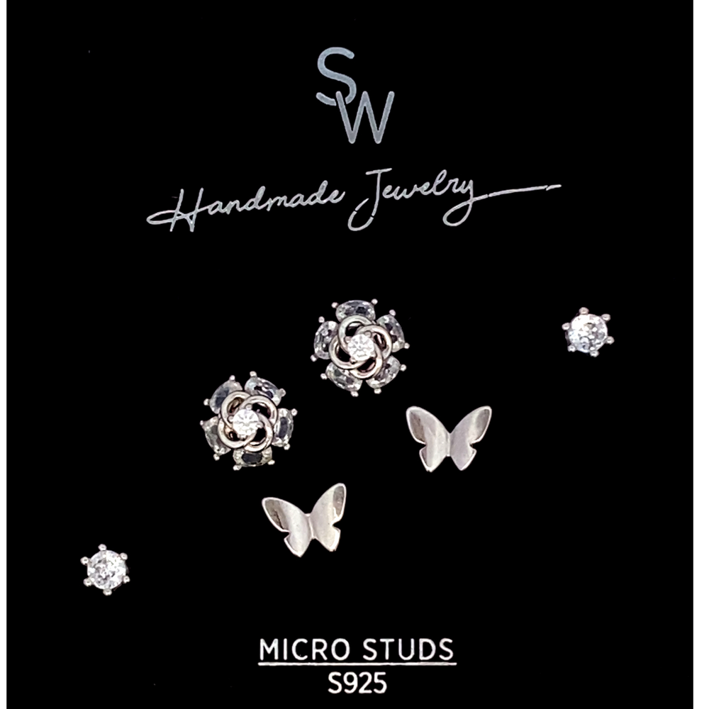 
                      
                        S794 RHOD SET OF PLAIN BUTTERFLY FLOWER W CZ STONE IN PRONG
                      
                    