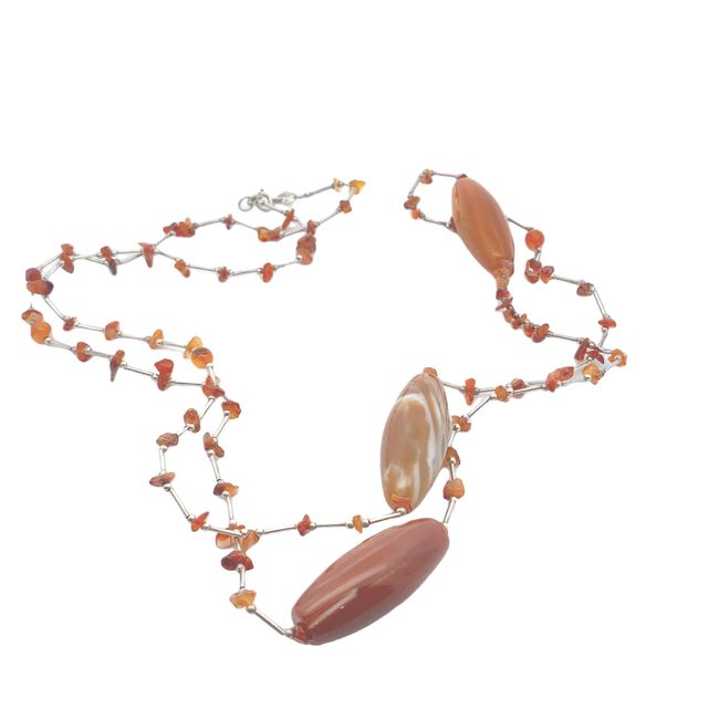 
                      
                        Amber Carnelian 925 Sterling Silver Statement Necklace
                      
                    