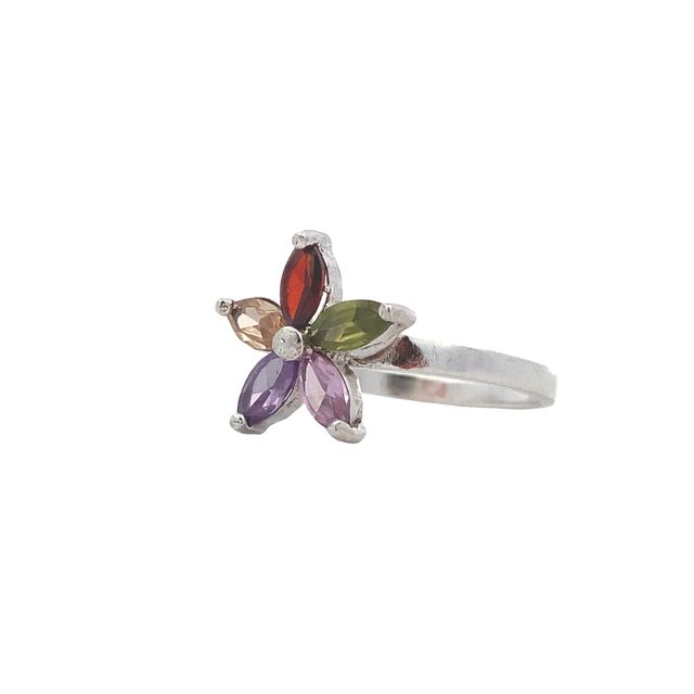 Aira Flower Multicolor 925 Sterling Silver Promise Ring