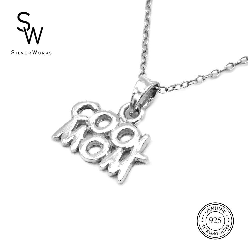 Silverworks N4029 Cool Mom Pendant in Thin Chain Necklace