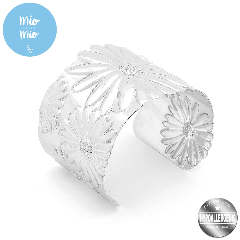 Mio Mio by Silverworks Cuff Bangle with Sun Design - Fashion Accessory for Women X3036/37