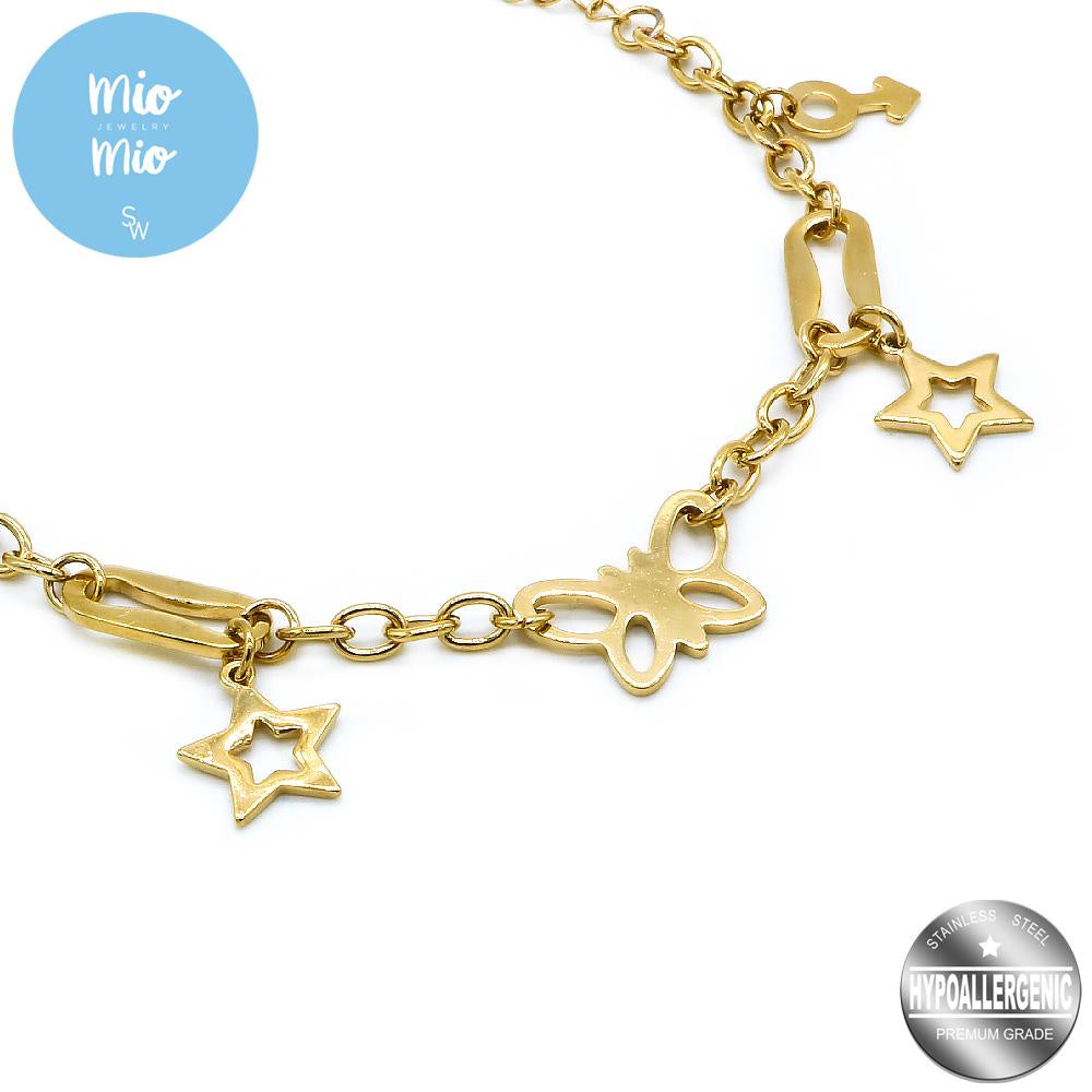 
                      
                        Thren Butterfly & Star Stainless Steel Charm Bracelet | SilverWorks
                      
                    