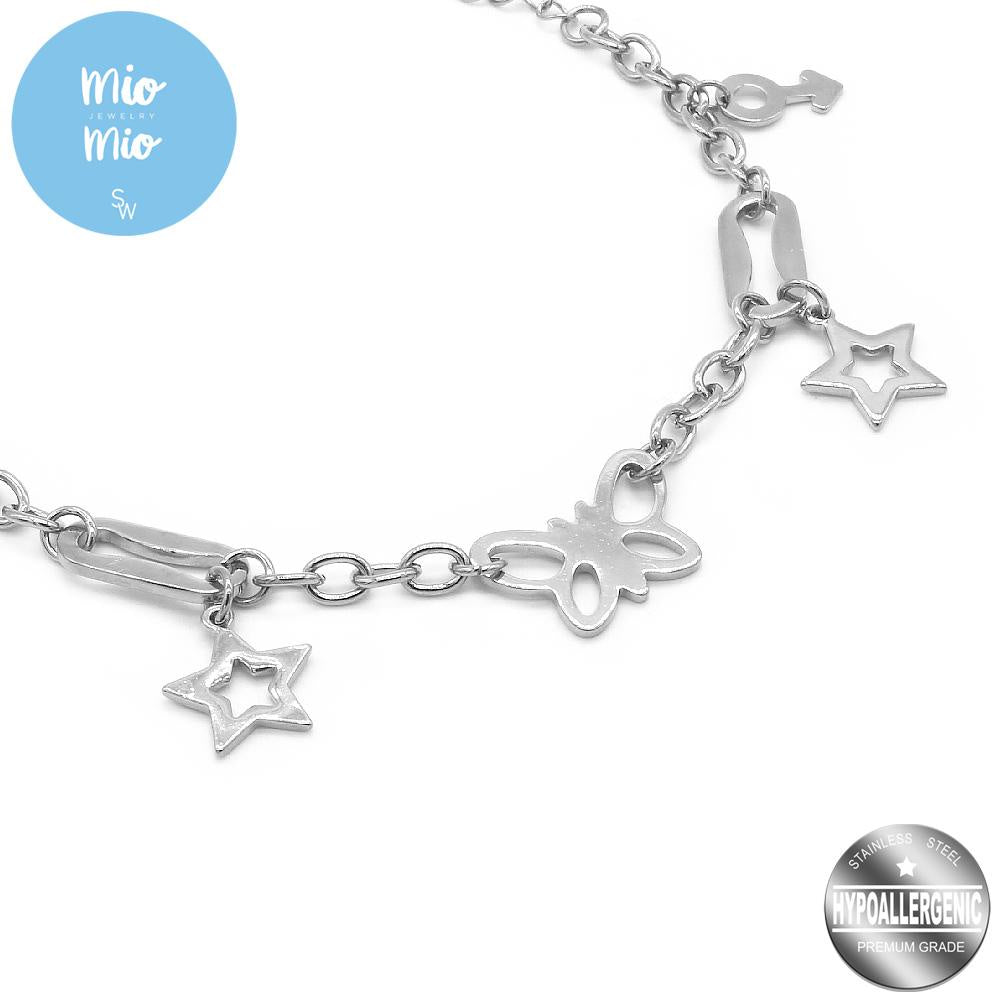 
                      
                        Thren Butterfly & Star Stainless Steel Charm Bracelet | SilverWorks
                      
                    