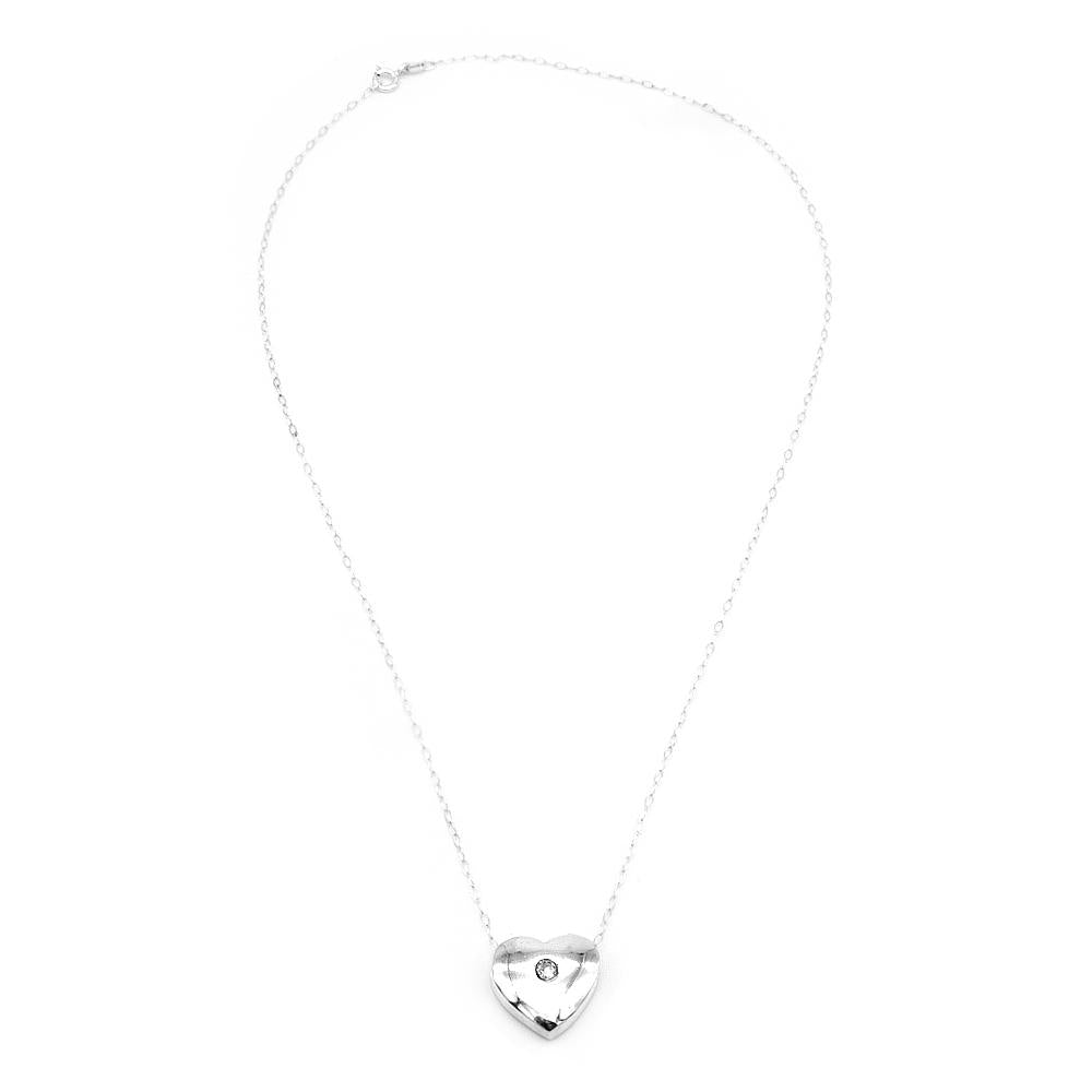 Heathy Flat Heart 925 Sterling Silver Pendant Necklace