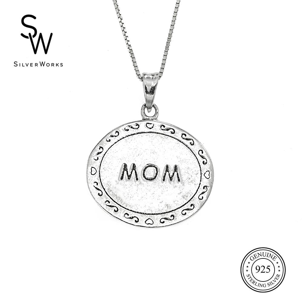 
                      
                        Silverworks Round Plate Pendant with Mom Engrave Necklace - Mother's Day Collection (N2355/N3632)
                      
                    