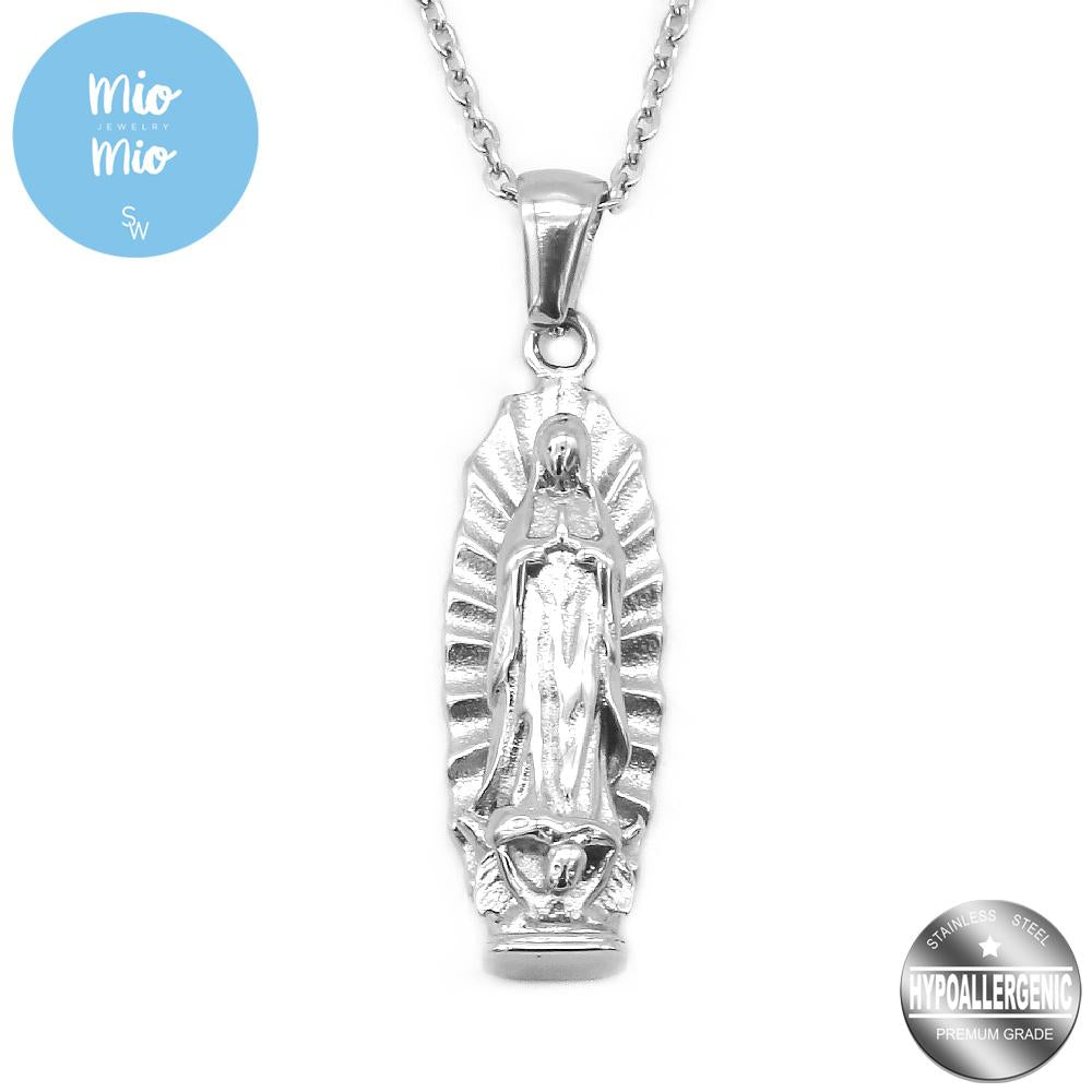 Mio Mio by Silverworks Our Lady of Guadalupe Medallion with Rolo Chain Necklace - Spiritual Collection - Fashion Accessory for Women X4198