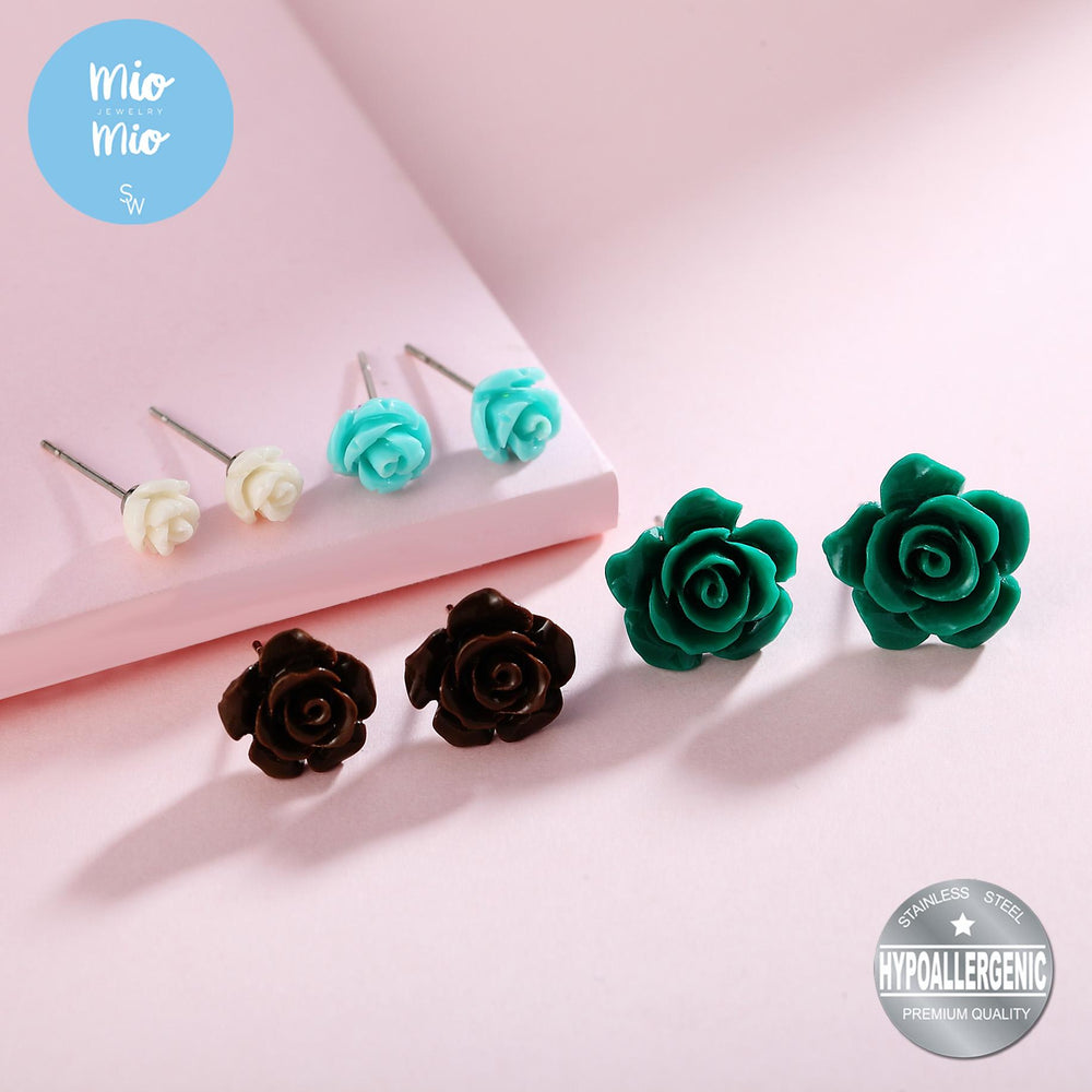 
                      
                        Mio Mio by Silverworks 4 Sets Assorted Size, Color Flower Earrings - Fashion Accessory for Women X3887
                      
                    