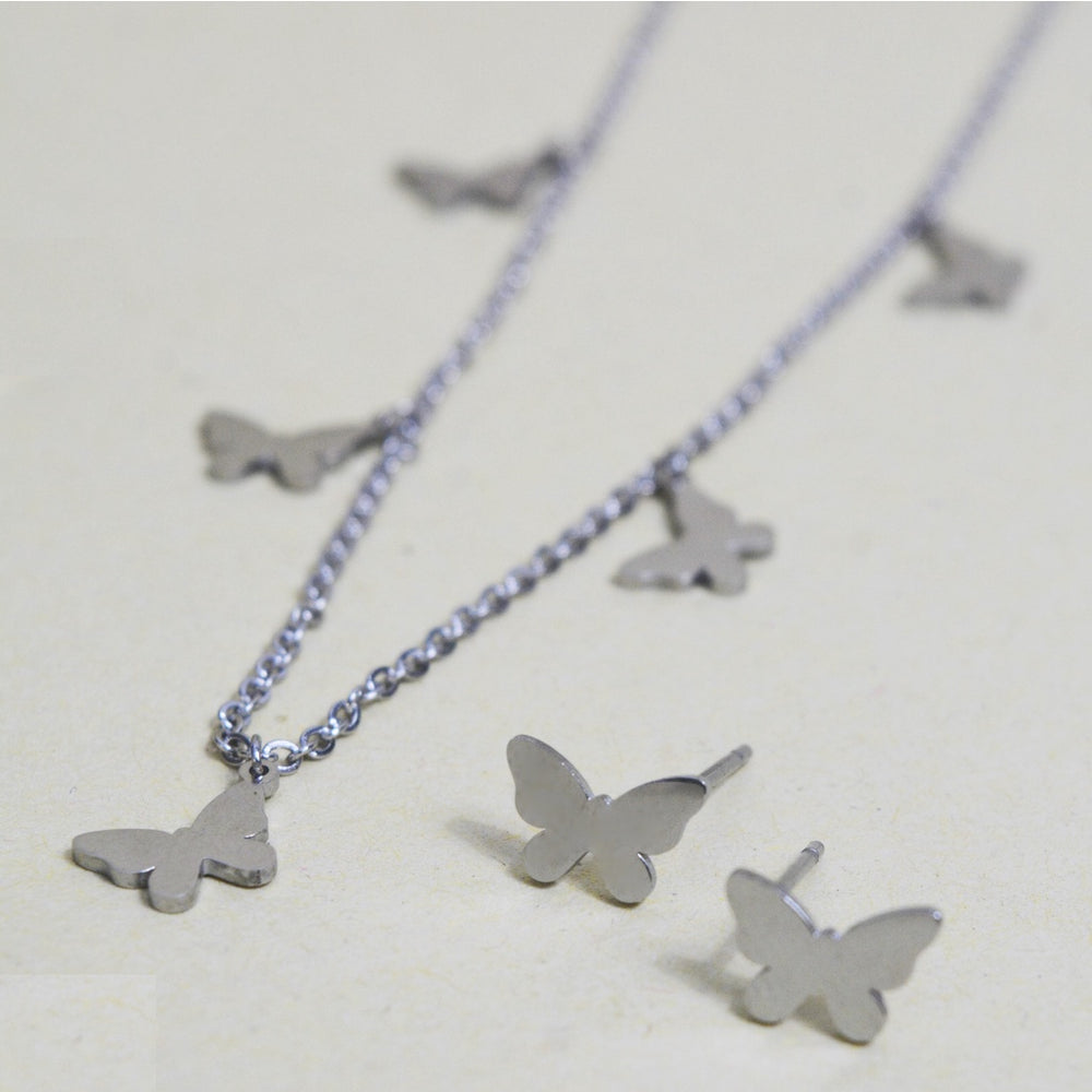 Silverworks Small Butterfly Earrings and Necklace Set - X4407