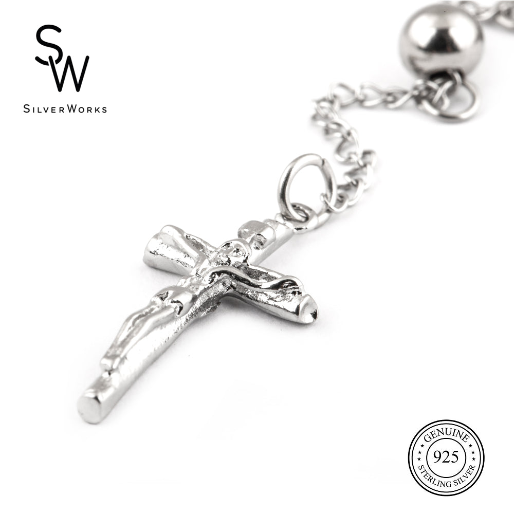 Silverworks Rosary Beads Necklace N3786