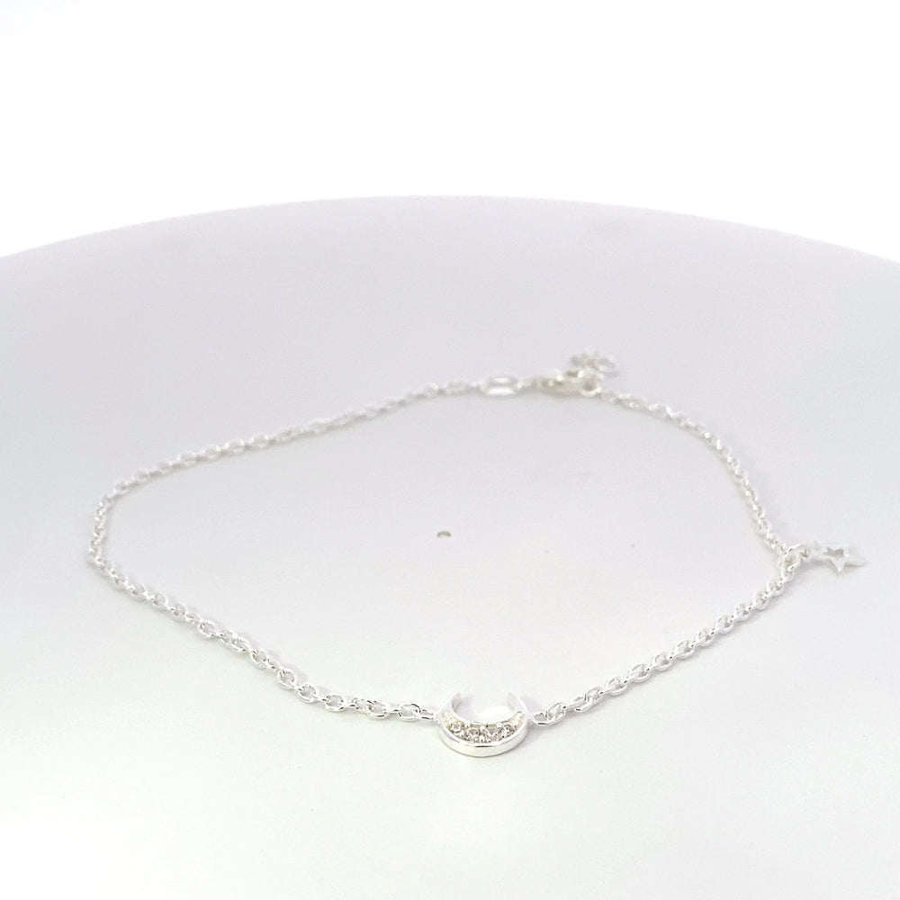 
                      
                        B5338 9.50INCH SILVER CHAIN ANKLET W/ MOON AND STAR 2.42G
                      
                    