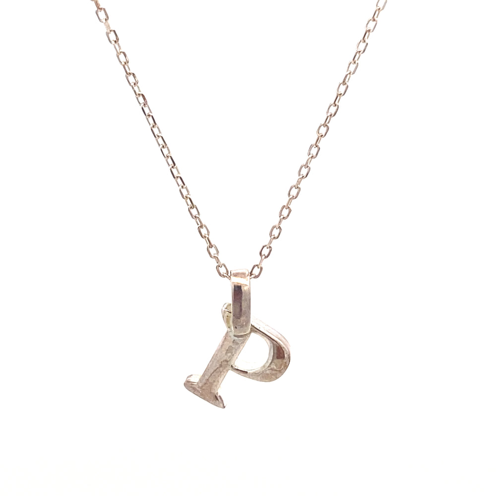 Polished Letter Pendant with Rolo Chain Necklace