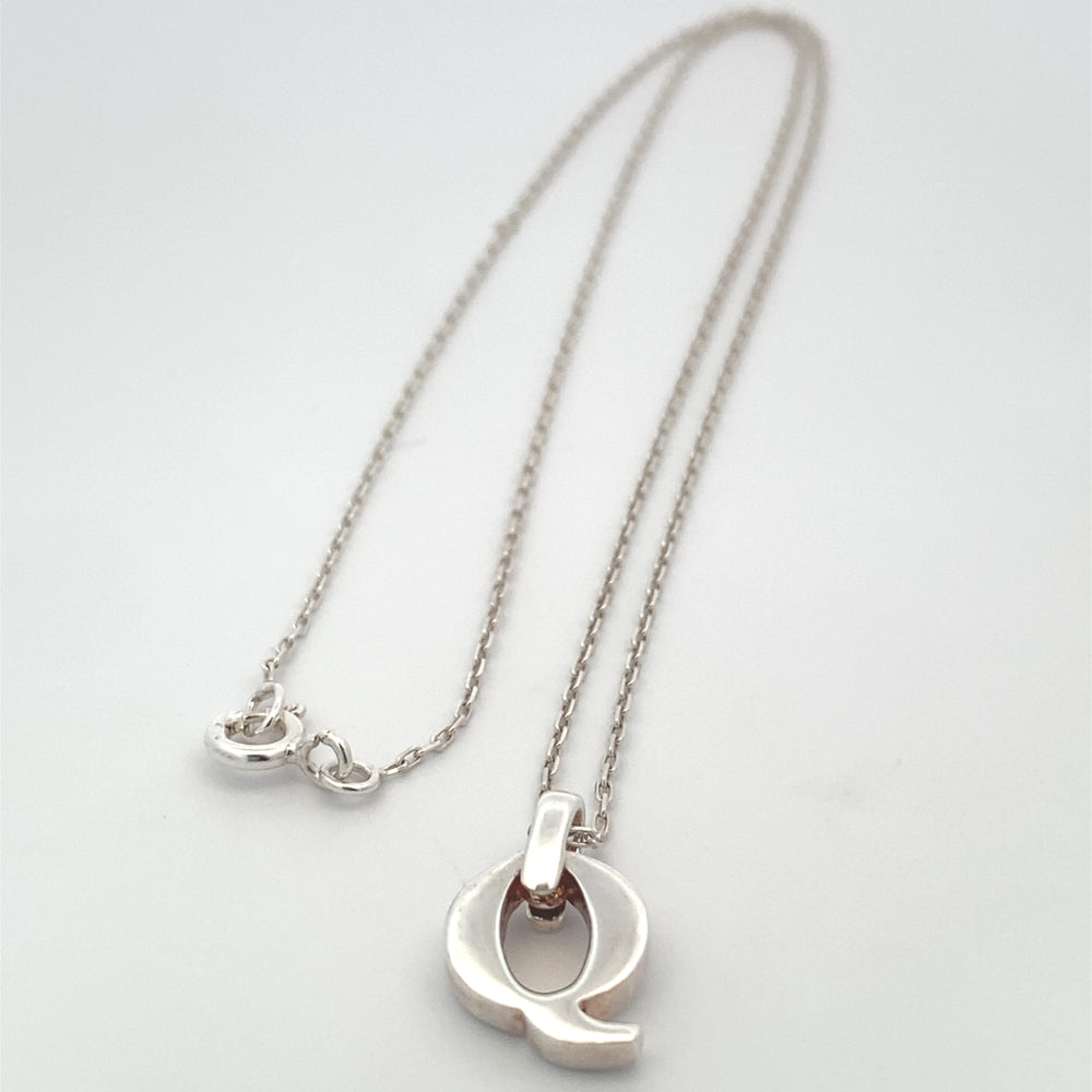 Polished Letter Pendant with Rolo Chain Necklace