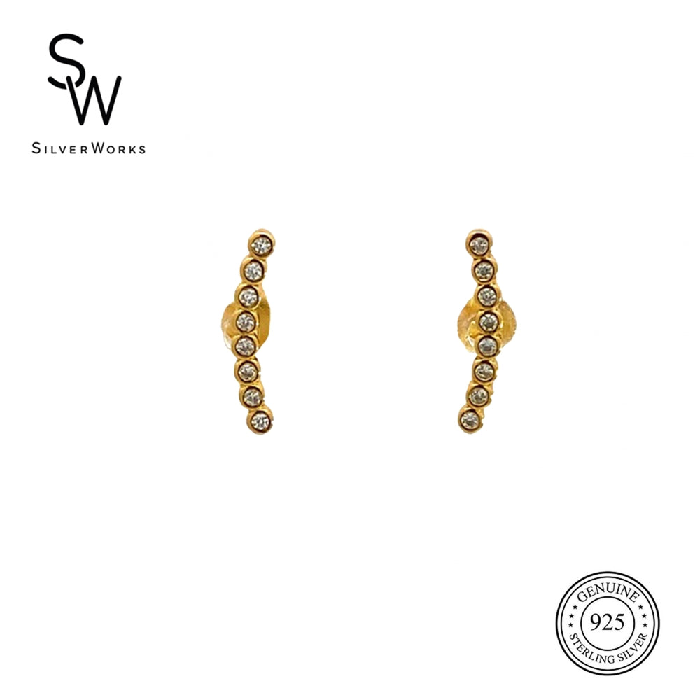 E7695 GOLDPLATED LONG STUD W/RND CZ SE 0.88G