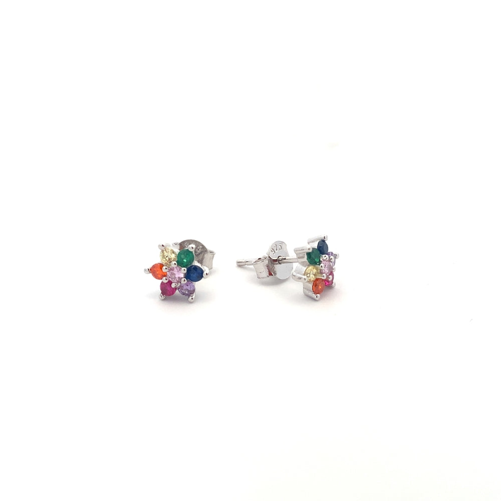 
                      
                        E7765 FLOWER DSGN RAINBOW COLORED STONE SILVER EARRINGS 1.30G
                      
                    