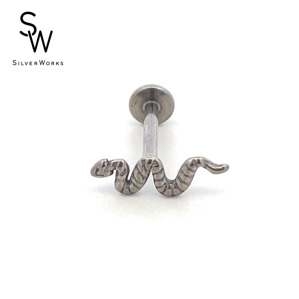 EBP15 SNAKE SLVR LABRET TI EARRNG 0.2G