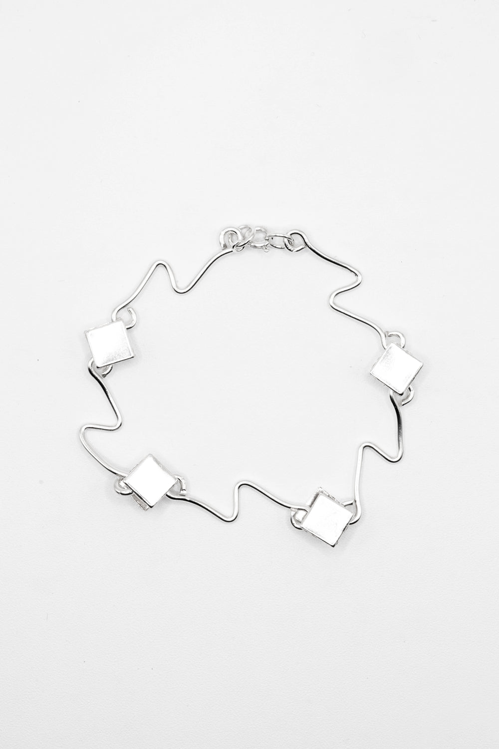 Square on Gallery 925 Sterling Silver Bracelet