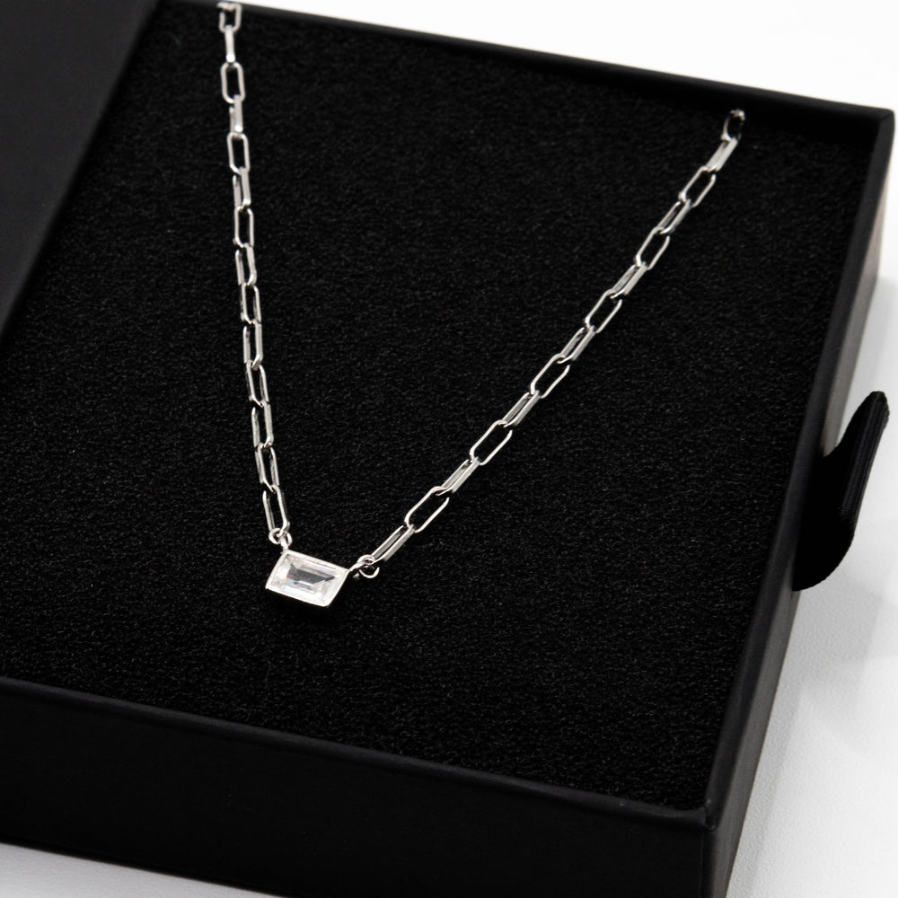 
                      
                        Hazel Geometry Rectangle Silver Necklace | SilverWorks
                      
                    