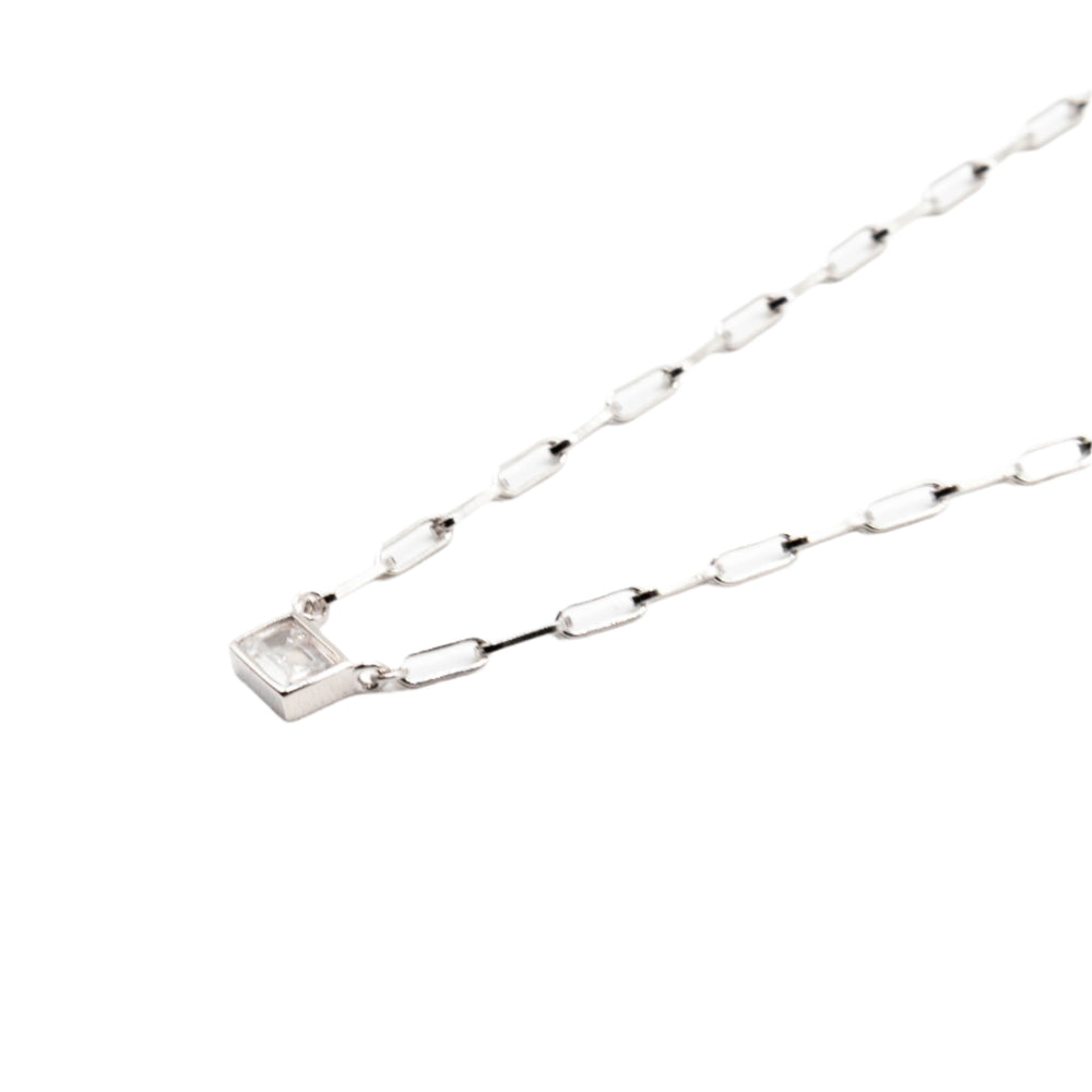 
                      
                        Hazel Geometry Rectangle Silver Necklace | SilverWorks
                      
                    