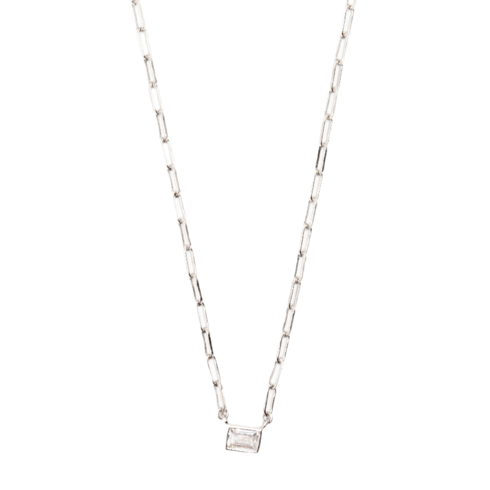 Hazel Geometry Rectangle Silver Necklace | SilverWorks