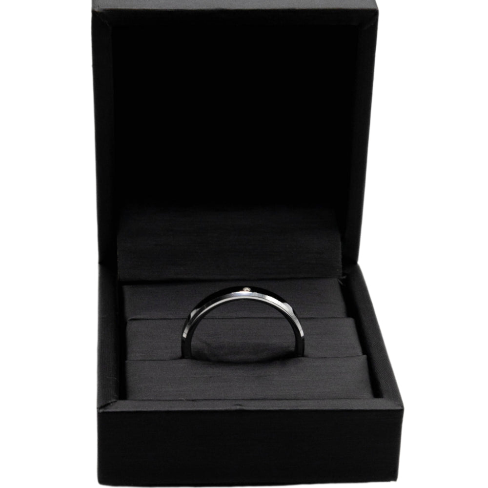 
                      
                        Serene Black Enamel with Diamond Tungsten Wedding Ring Size 4 | SilverWorks
                      
                    