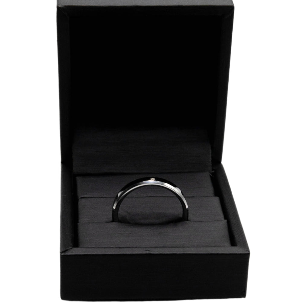 
                      
                        Serene Black Enamel with Diamond Tungsten Wedding Ring | SilverWorks
                      
                    