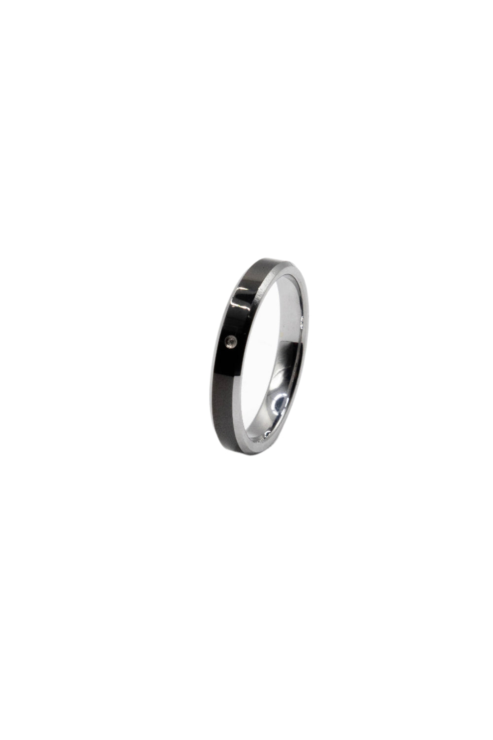 Serene Black Enamel with Diamond Tungsten Wedding | SilverWorks