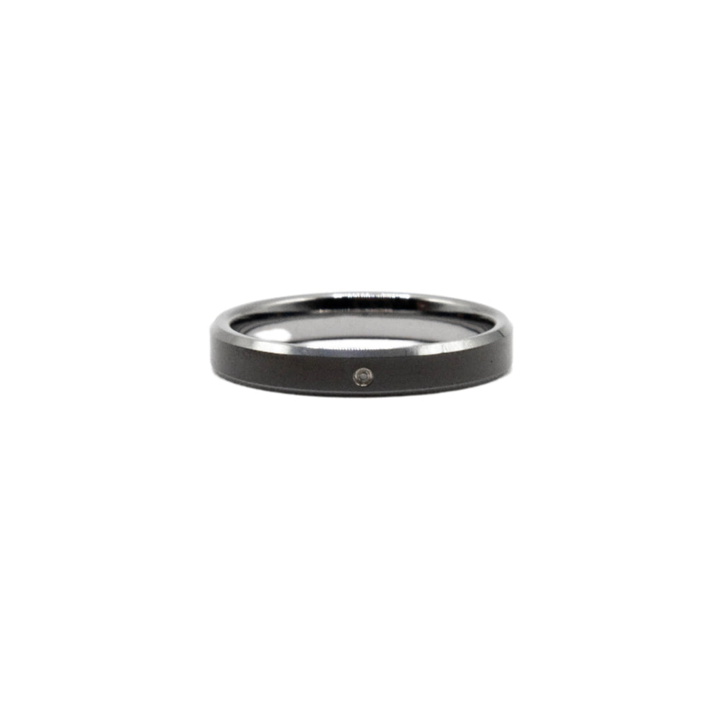 
                      
                        Serene Black Enamel with Diamond Tungsten Wedding Ring Size 4 | SilverWorks
                      
                    