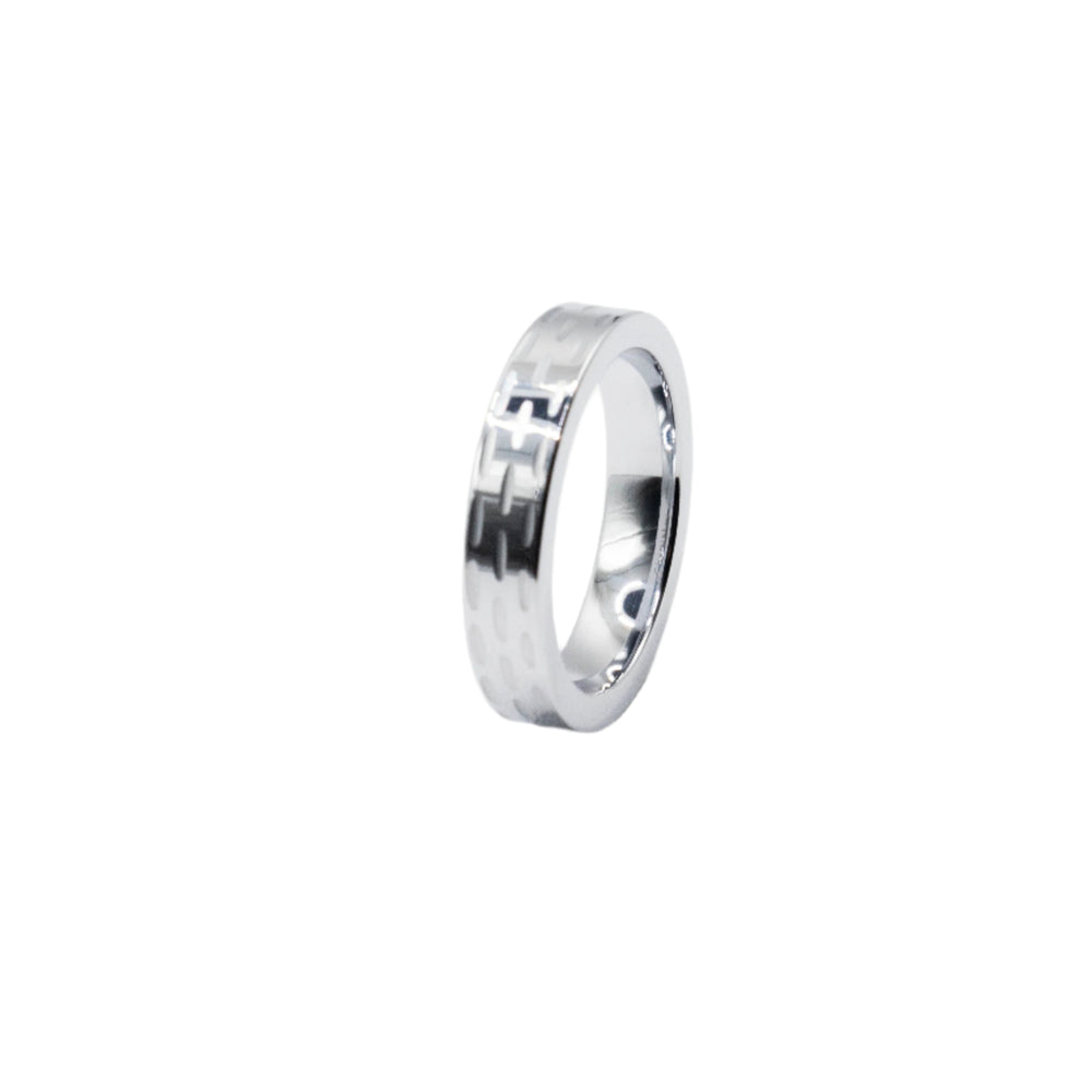 Jensen Chiseled Etched Tungsten Band Ring | SilverWorks