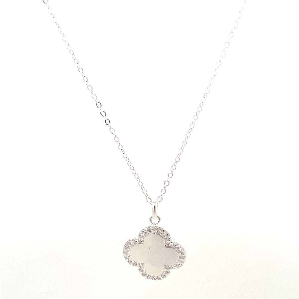 CLOVER LEAF PENDANT CZ AT SIDE NECKLACE