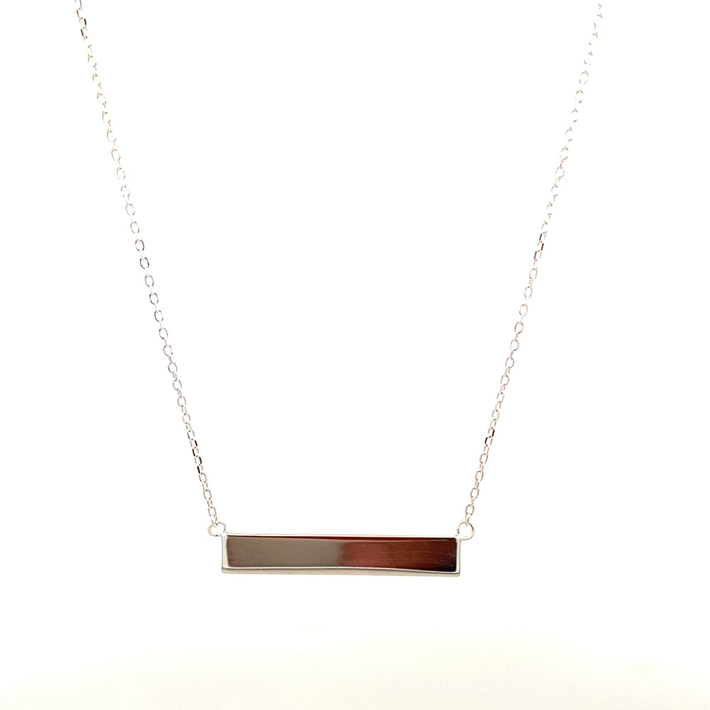 ID BAR PENDANT IN SILVER CHAIN NECKLACE