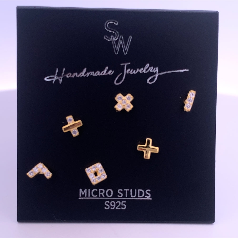 S737 SET GLD MATH SYMBOL MICRO STUDS