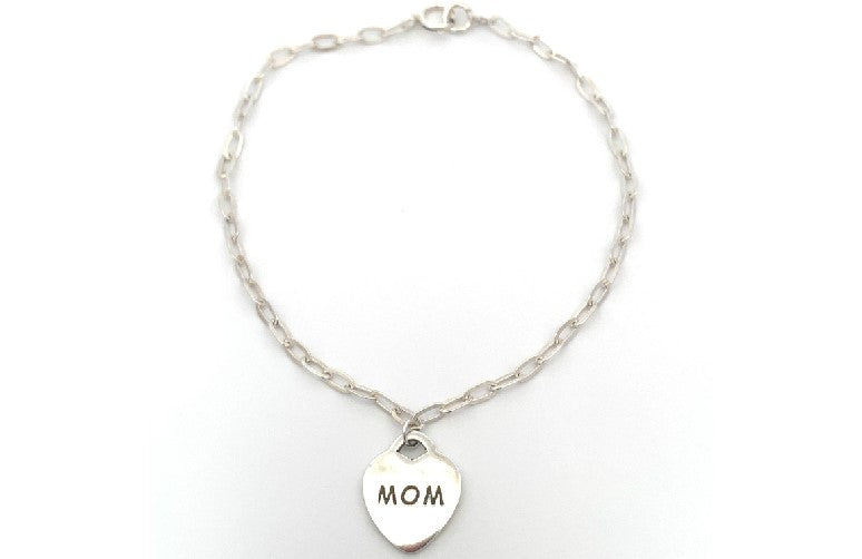 B4467 MOM SILVER BRCELET W/HEART