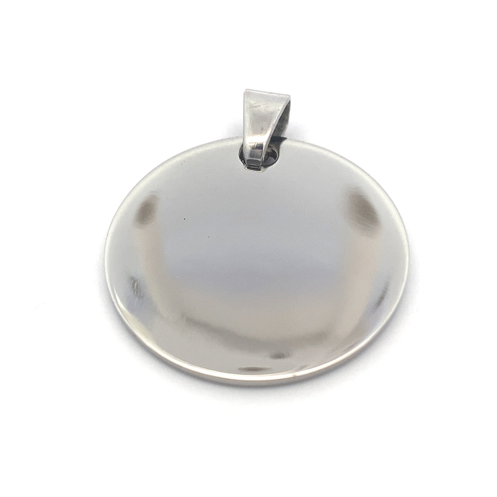 Randy Round Engravable Stainless Steel Pendant | SilverWorks