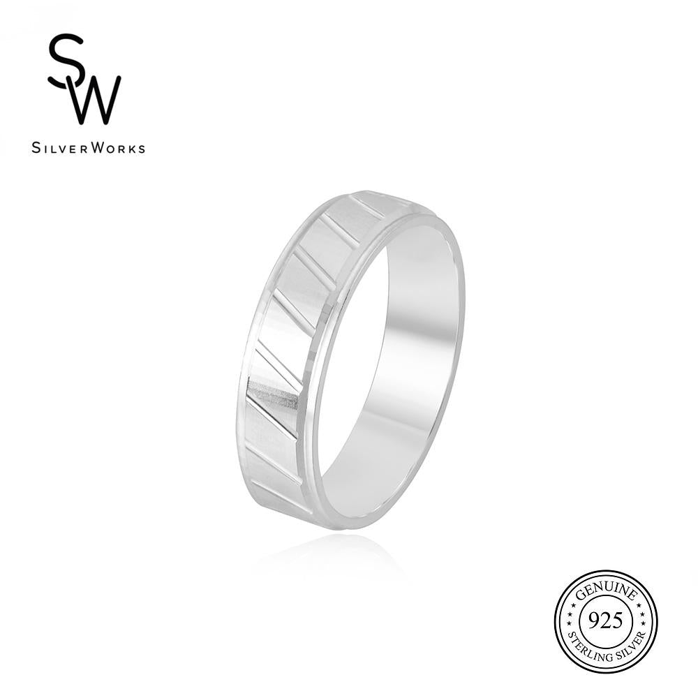 Silverworks Sandblasted Band with Slant Band Ring R5447