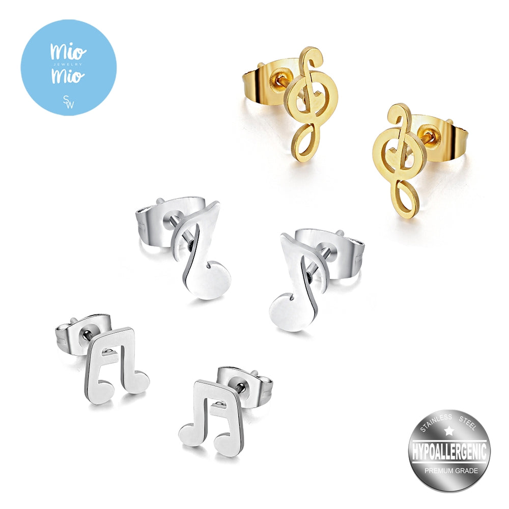 
                      
                        Sikes Musical Notes Stainless Steel Stud Earrings Set | SilverWorks
                      
                    