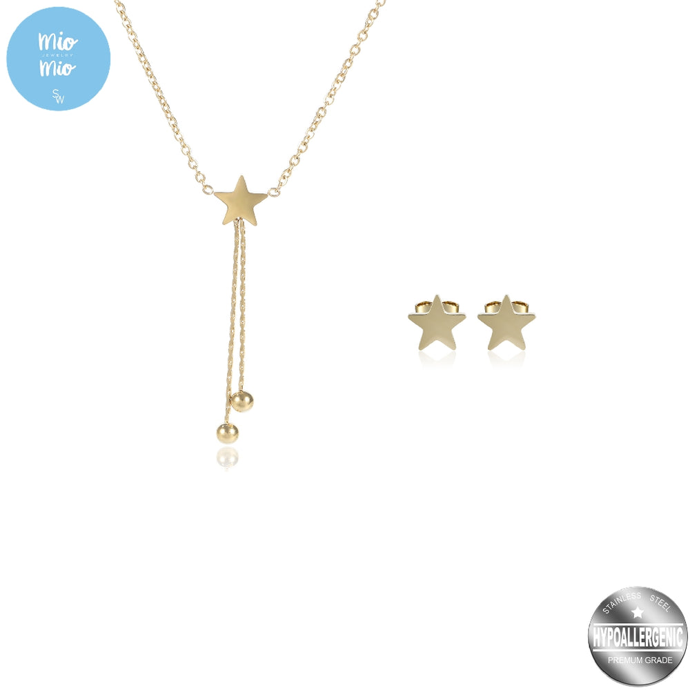 
                      
                        Mio Mio by Silverworks Star with Drop Earrings&Necklace Set -Fashion Accessory for Women X4389/X4445
                      
                    