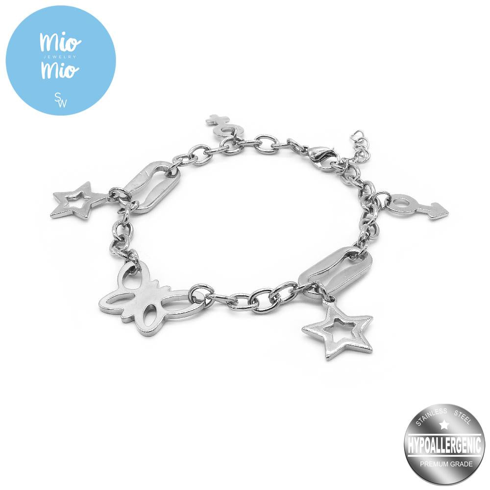 Thren Butterfly & Star Stainless Steel Charm Bracelet | SilverWorks