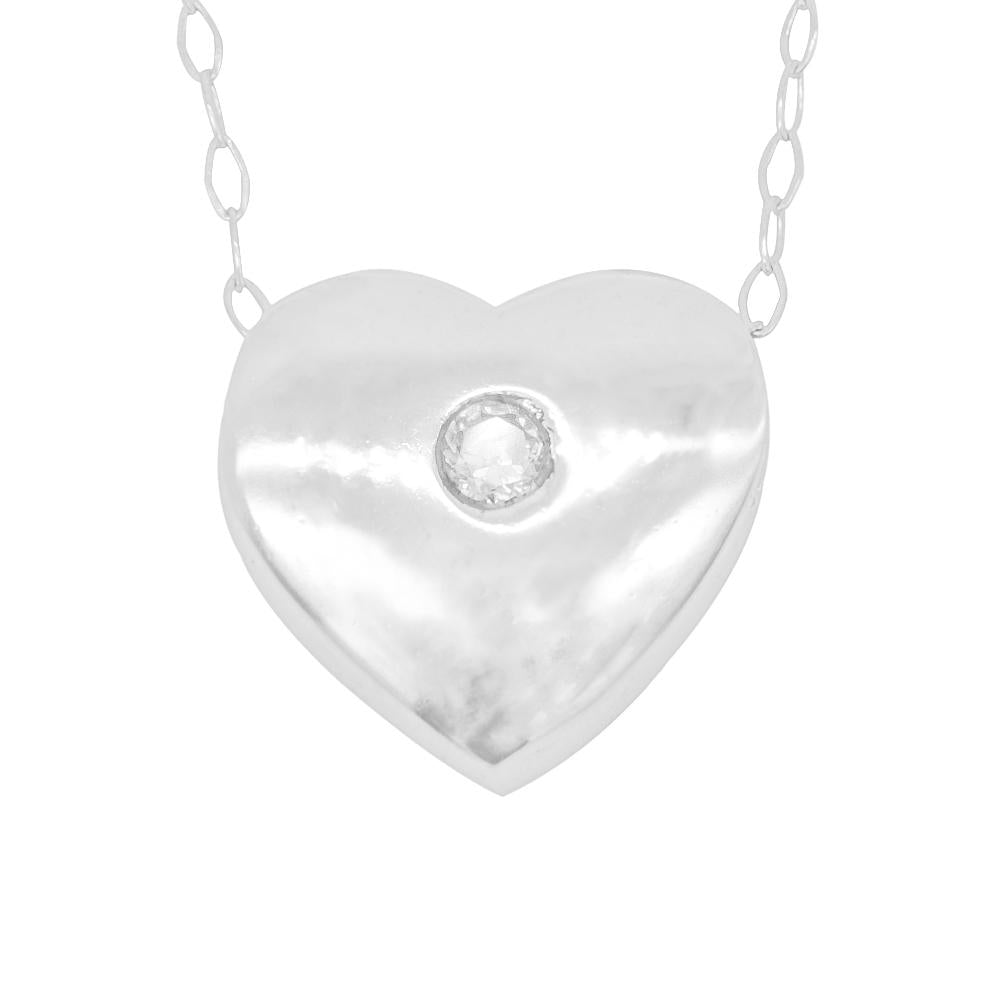 
                      
                        Heathy Flat Heart 925 Sterling Silver Pendant Necklace
                      
                    