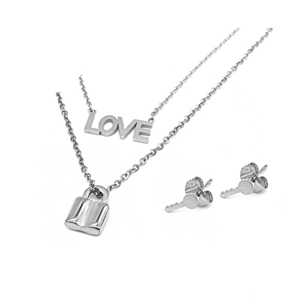 
                      
                        Mio Mio by Silverworks Love and KeyPadlock Earring&Necklace Set-Fashion Accessory for WomenX4417/X18
                      
                    