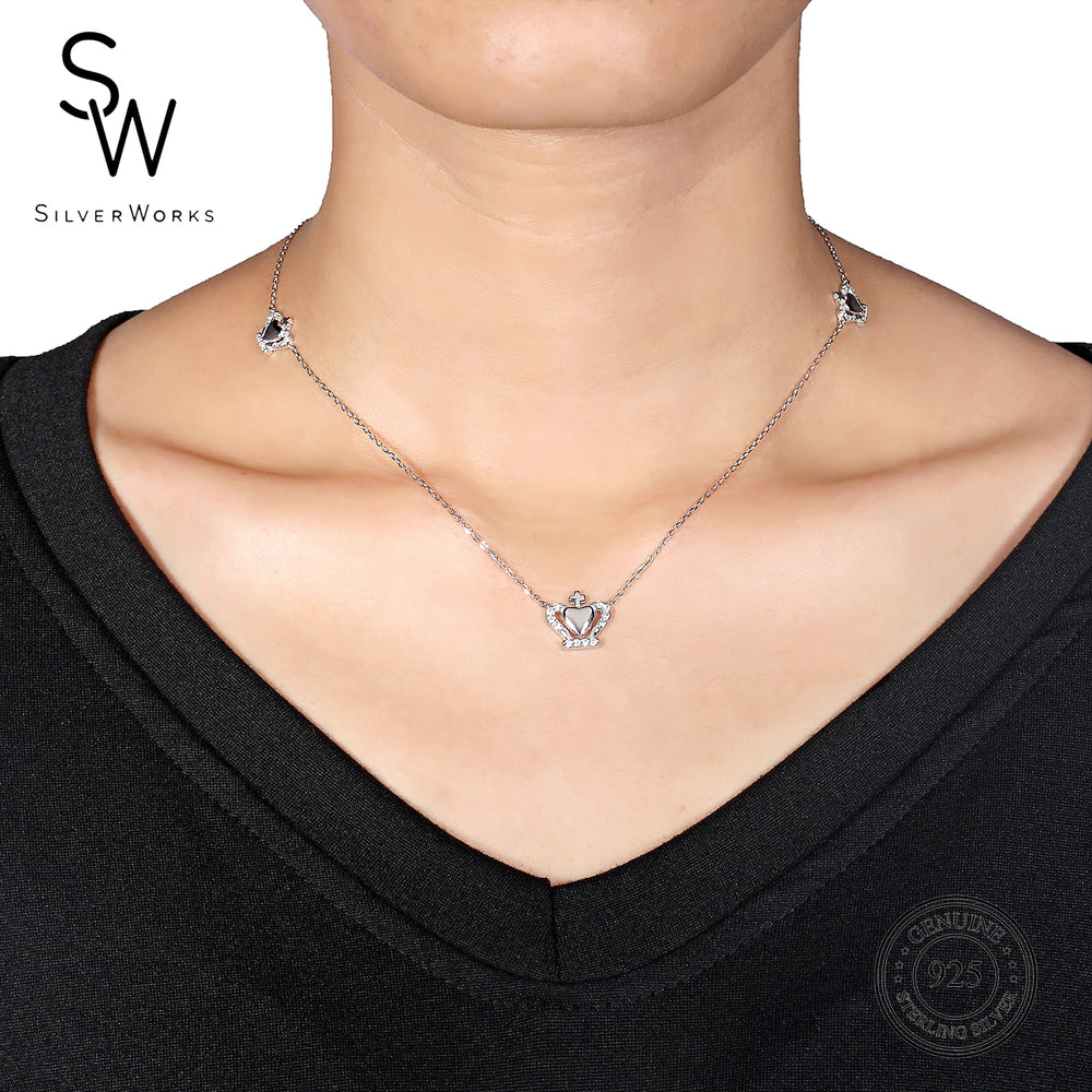 
                      
                        Halyn Silver Heart-Shaped Crown Necklace with Cubic Zirconia
                      
                    