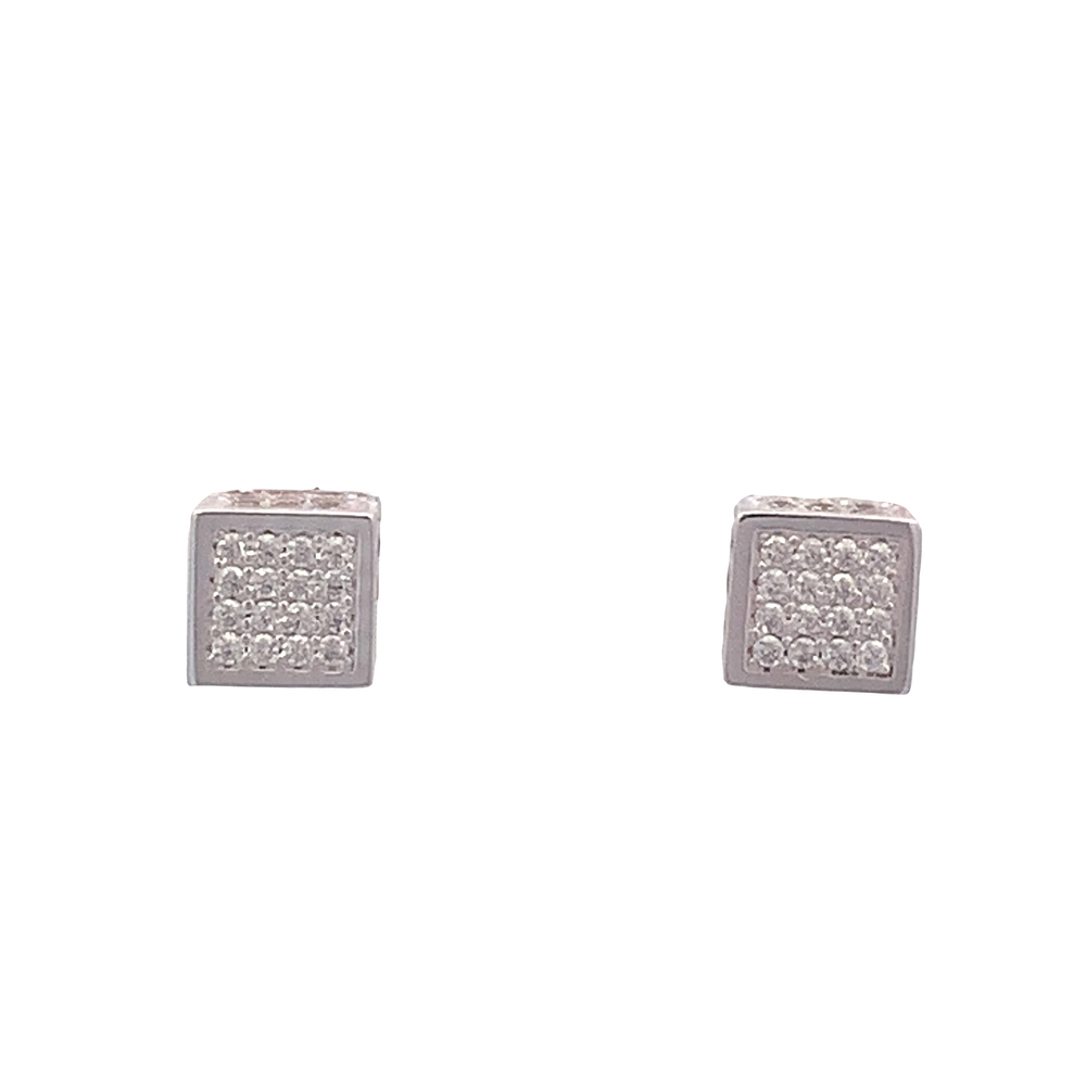 Mellow Silver Pave Stud Earrings