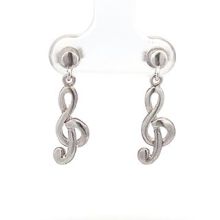 Emma Musical Note 925 Sterling Silver Stud Drop Earrings | SilverWorks