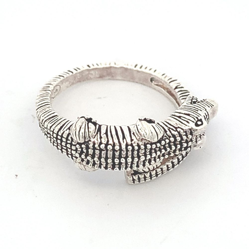 Darma Croc 925 Sterling Silver Adjustable Ring | SilverWorks