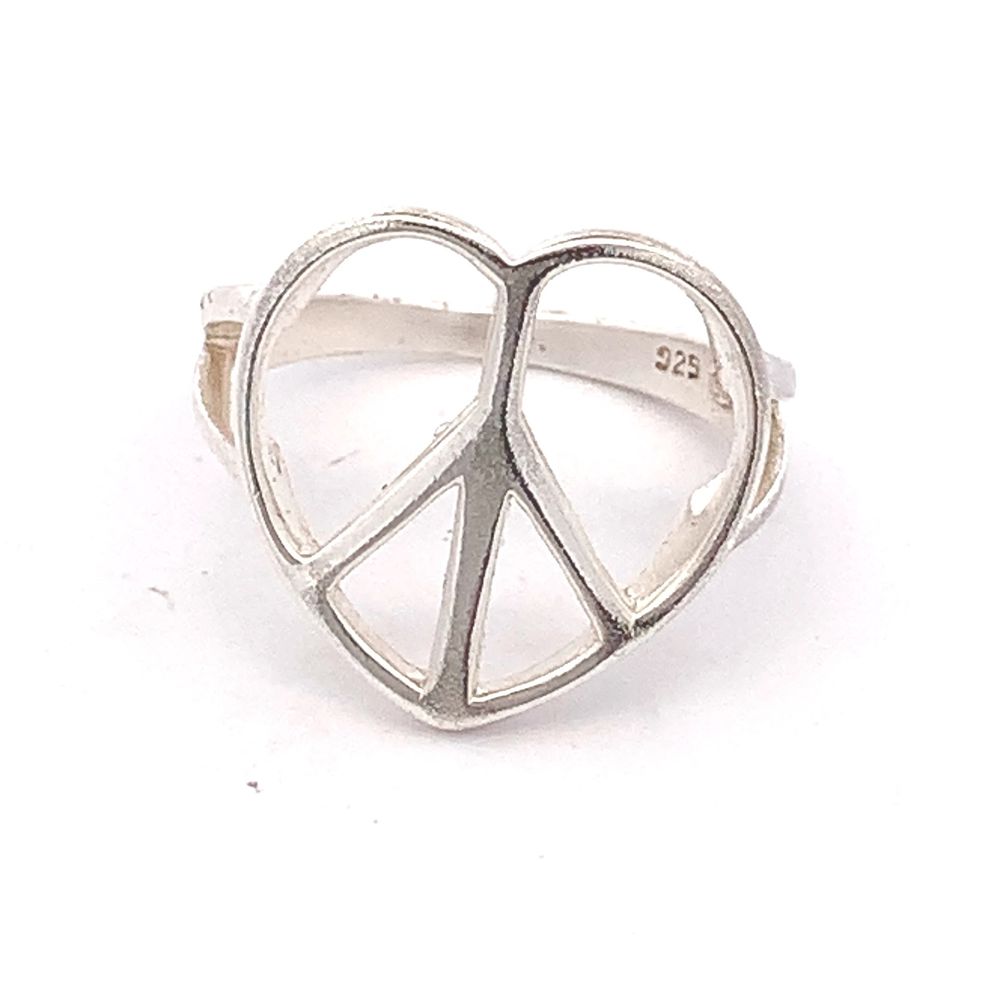 Valerie Peace Heart 925 Sterling Silver Ring | SilverWorks