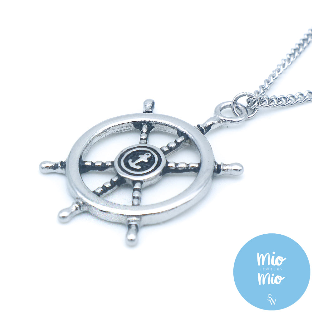 Benedict Wheel Stainless Steel Pendant Necklace | SilverWorks