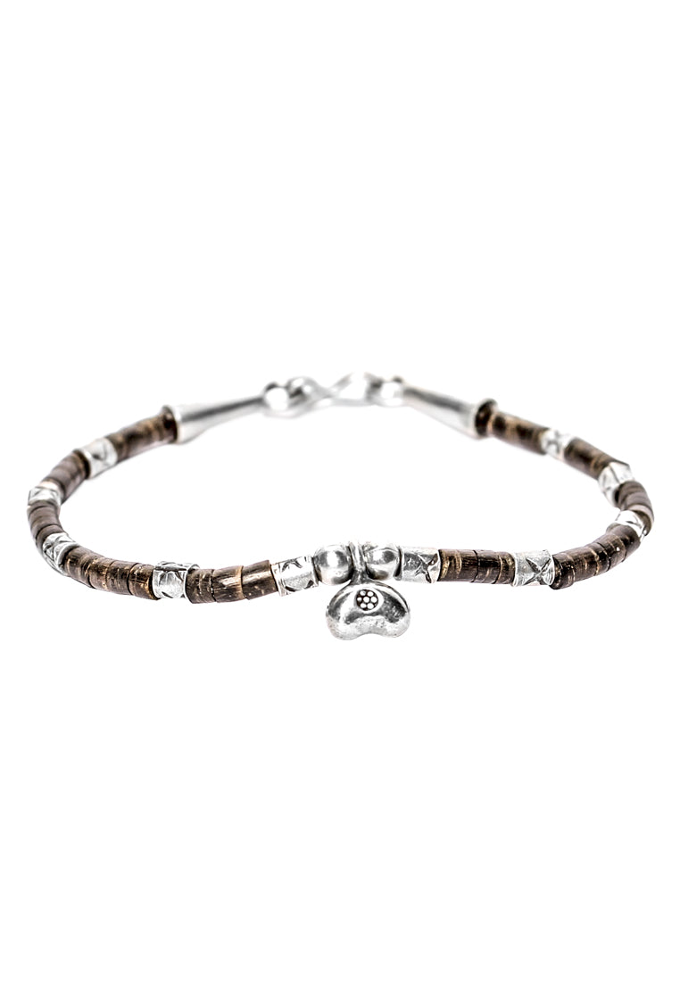 B1857WOOD WITH SILVER BEADS 6.5