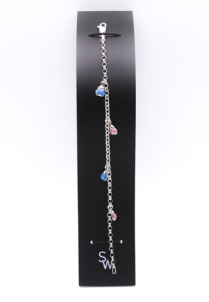 
                      
                        Dangling Bugs 925 Sterling Silver Charm Bracelet
                      
                    