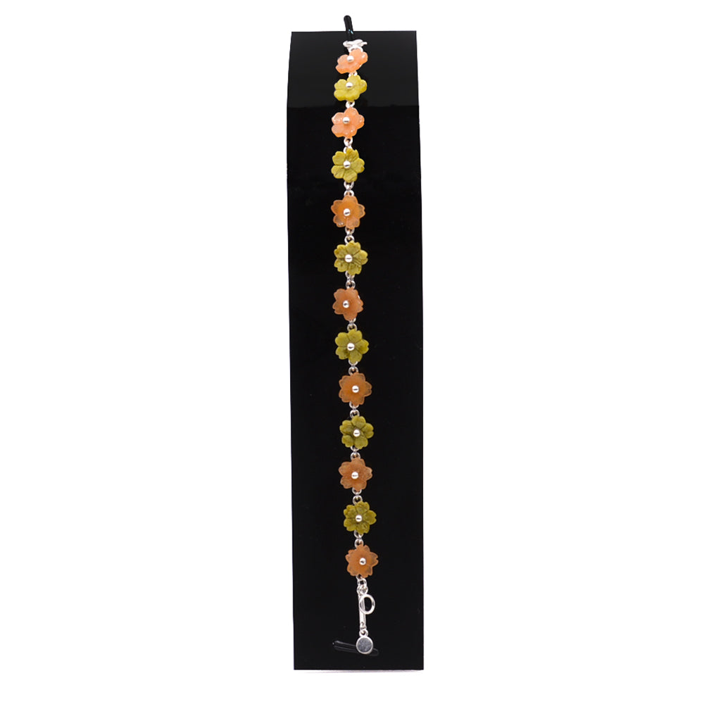 
                      
                        Flower in Orange and Avocado 925 Sterling Silver Bracelet
                      
                    