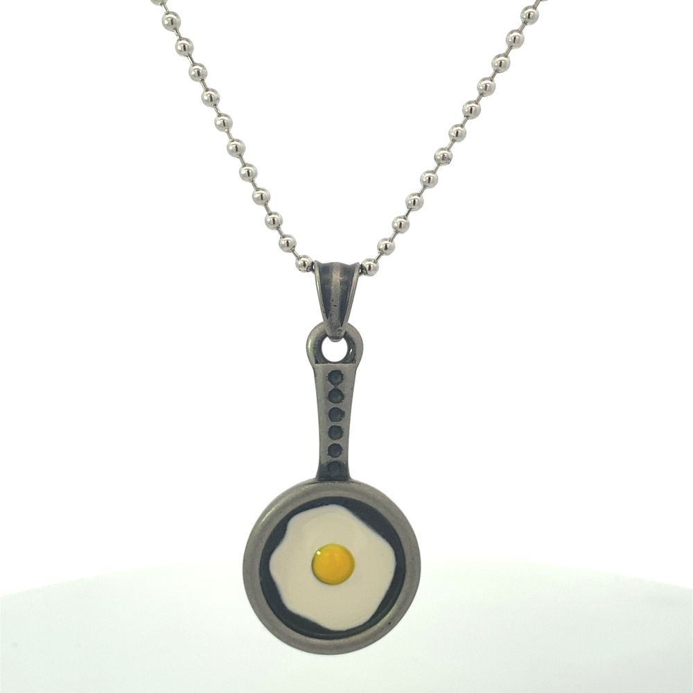 Mio Mio by Silverworks Fried Egg in a Pan Ball Chain Necklace